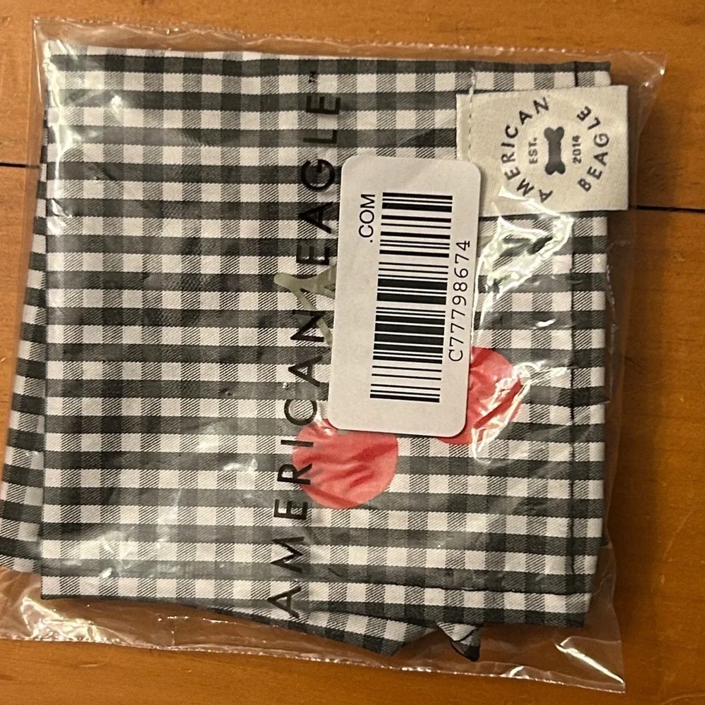 Cherry Gingham Dog Bandana AEO Black and White Check Kitschy Cute